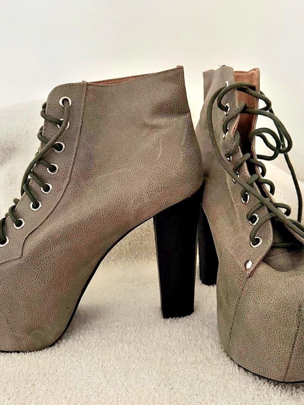 Jeffery Campbell Lita Lace-Up Platform Heels in Grey